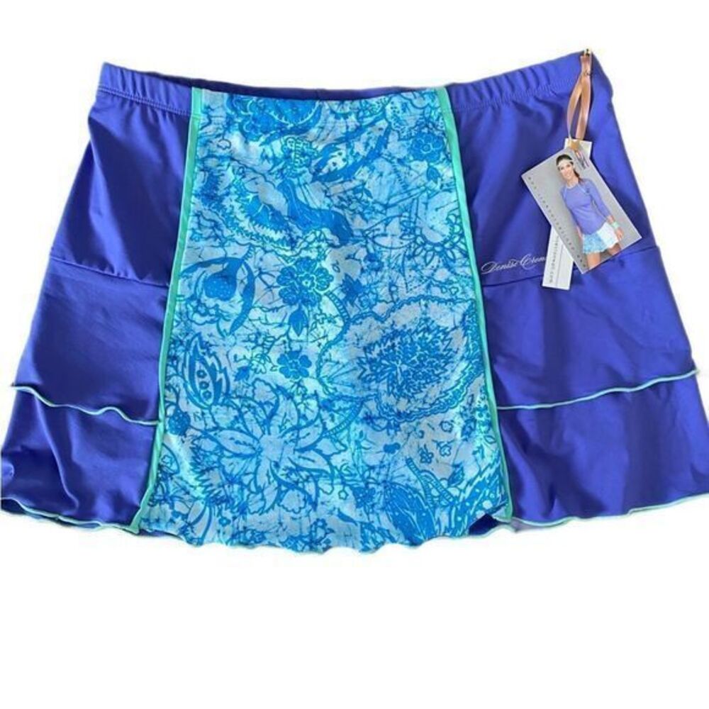 Denise Cronwell Skort - M blue /multi print , NWT   polyester spandex